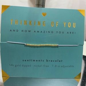 Francesca's Lucky Feather Womens NWT Thinking of You Sentiments Bracelet